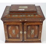 A Regency mother-of-pearl inlaid rosewood jewellery/writing box,
