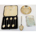 Silver and silver mounted wares, comprising; a set of six coffee spoons,