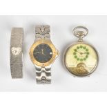 An Ebel steel and gilt metal gentleman's bracelet wristwatch,