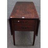 A George III mahogany drop flap supper table with dummy side and pair of end frieze drawers on