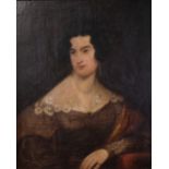 English School, 19th Century, Portrait of a lady, oil on canvas,