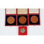 Three Victorian bronze medallions commemorating the 1897 Diamond Jubilee, each diameter 5.