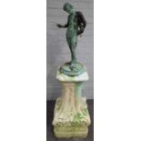 A Neapolitan green patinated bronze figure of Narcissus, late 19th century,