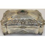 A European shaped rectangular hinge lidded casket, gilt within,