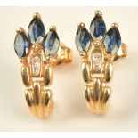 A pair of gold, sapphire and diamond earrings,