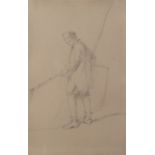 John Henry Mole (British, 1814-1886), A boy with a fishing net, pencil, 27 x 17.