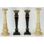 A pair of cream painted wooden pricket sticks, 39cm high,