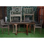 A teak rectangular extending garden table, 90cm wide x 160cm long,