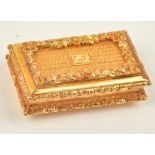 A Chinese gold rectangular vinaigrette, the interior with a pierced and engraved grill,