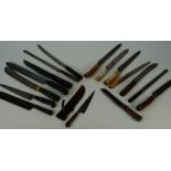 A group of sixteen various steel bladed knives, mostly Sheffield with bone and wood handles,