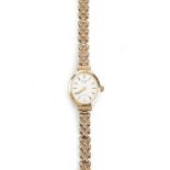 A Rotary Quartz 9ct gold oval cased lady's bracelet wristwatch,