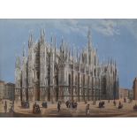 A pair of 19th century engravings of Milan Cathedral and the Arch of Peace, Milan,