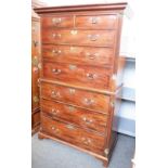 A George III gilt metal mounted mahogany chest on chest,