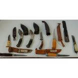 A group of eight various knives, including examples by Mocara Sweden and H.G.