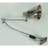 A chrome adjustable desk lamp, circa 1950, 100cm fully extended.