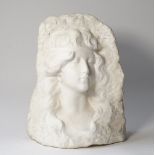 A carved white marble relief bust,