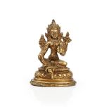 A small Tibetan bronze figure of Green Tara,