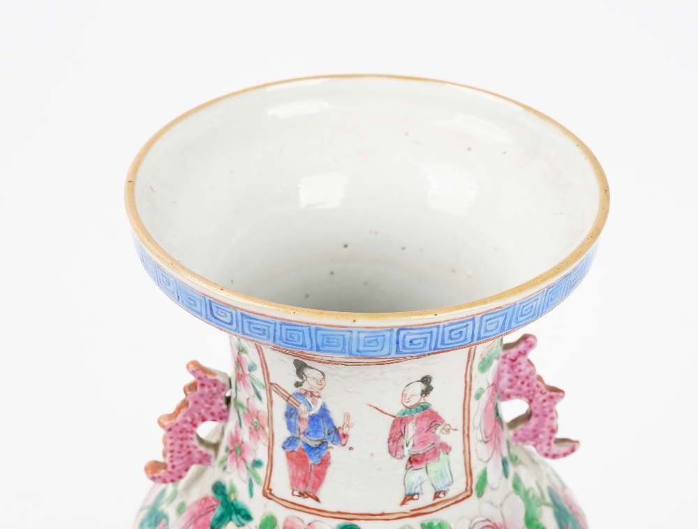 A Chinese famille-rose baluster two-handled vase, early 20th century, - Image 3 of 4
