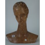After Wilhelm Lehmbruck (1881-1919), a painted plaster bust of a female, unsigned, 43cm high.