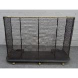 A Victorian mesh nursery fender, with brass top rail, 88cm wide x 31cm deep x 62cm high.