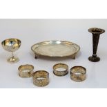 Silver and silver mounted wares, comprising; a George III oval teapot stand,