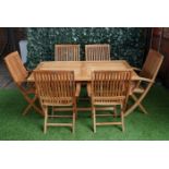 Hartman selection; a slatted hardwood folding rectangular garden table, 158 long x 100cm wide,
