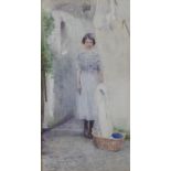 Henry Edgar Crockett (British, 1870-1926), A girl with laundry,