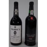 One bottle of 1983 Warre's vintage port and a botlle of 1988 Taylor's late bottled vintage port.