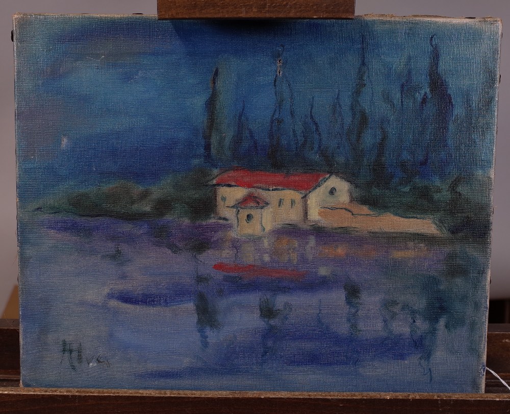 Siegfried Alva (German, 1901-1973), On the River, San Viglio, signed 'Alva' (lower left), - Image 2 of 2