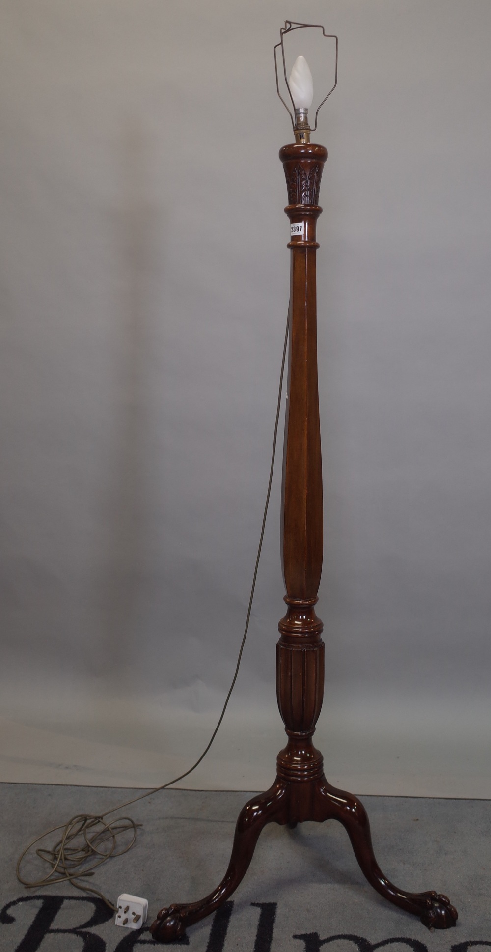 A Victorian style mahogany standard lamp, 140cm high.