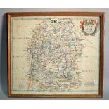 Morden, Robert, Wiltshire London 1695, a hand coloured engraved map, framed and glazed,