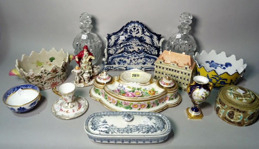 Ceramics, including; a Royal Worcester twin handled urn, 12cm high, a Schierholz cup and saucer,