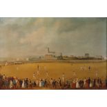 An oleographic reproduction print of the Cricket Match at Christchurch,