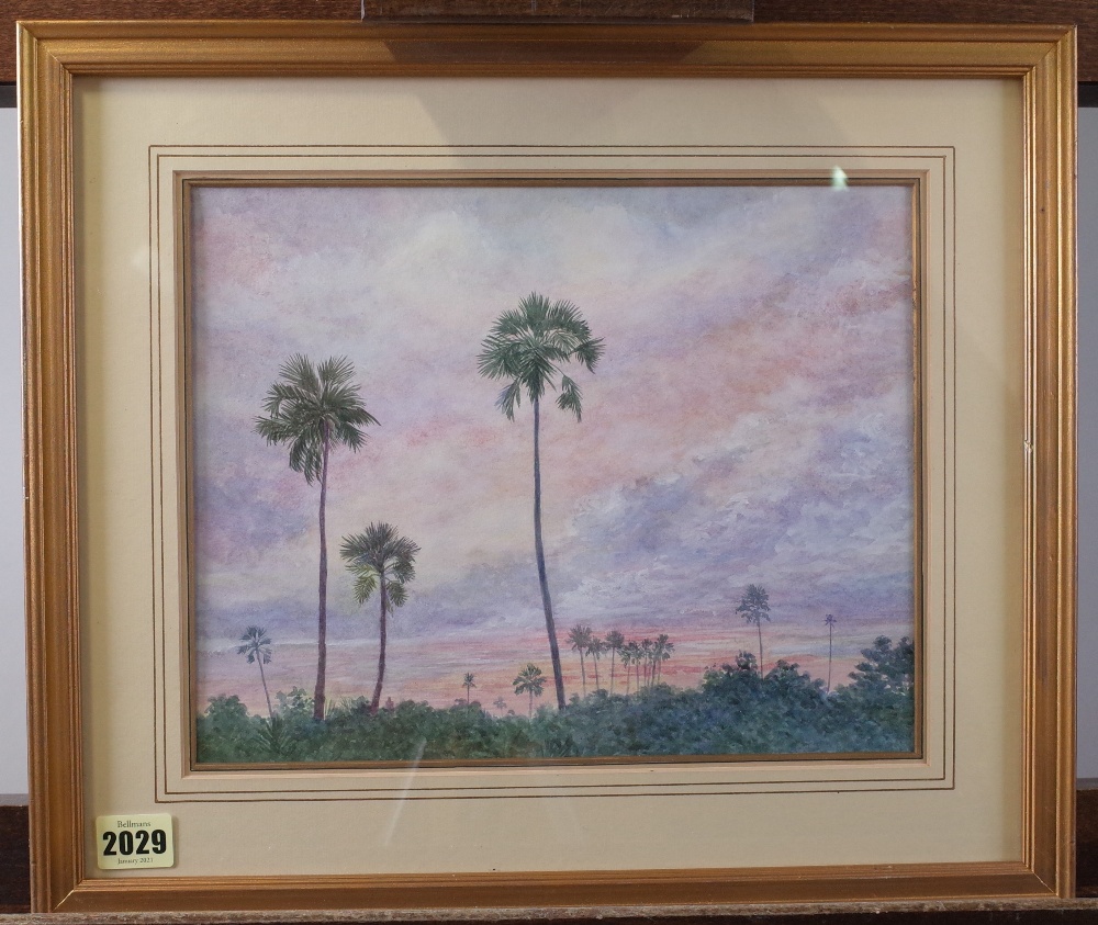 English School, 20th Century, Trees at sunset, watercolour, 23.5 x 29. - Image 2 of 4