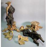 A pair of gilt metal and bronze centrepiece figures formed as cherubs, (2).