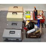 Three modern plastic tool boxes, largest 42cm wide x 26cm high,