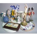 Ceramics and glass, including; Royal Dux Bisque porcelain figure of a lady,