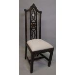 A Chinese Chippendale style black japanned side chair,
