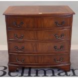 A 20th century mahogany bowfront four drawer chest, 77cm wide x 74cm high.