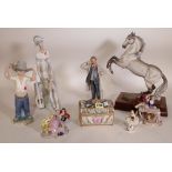 Ceramics, including; a Continental casket, Lladro figures, Capodimonte and sundry, (qty).