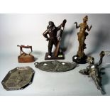 Collectables; comprising, a modern composite bronze figural table lighter, formed as a pilot,