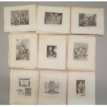 A folio of prints after William Hogarth, to include illustrations from Samuel Butler's Hudibras,