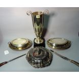 Silver plated wares, a set of three Victorian oval graduated galleried trays,
