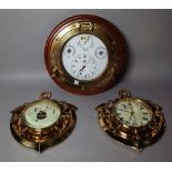 Collectables, including, two brass wall clocks formed as portholes, 35cm diameter,