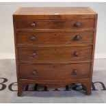 A 19th century mahogany small chest of four long graduated drawers, 63cm wide x 71cm high.