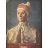 After Giovanni Bellini, Portrait of Doge Leonardo Loredan, reproduction print, 30 x 22cm,