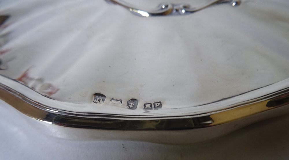 A modern silver mounted and blue enamel dressing table set and a silver plated hand mirror, (5). - Image 11 of 12