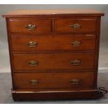 A late Victorian mahogany chest of two short and three long drawers, 105cm wide x 104cm high.