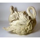 A similar pair of modern resin jardinieres formed as swans, each 58cm long x 48cm high.