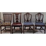A group of four assorted 19th century mahogany dining chairs, 43 cm wide x 76 cm high, (4).